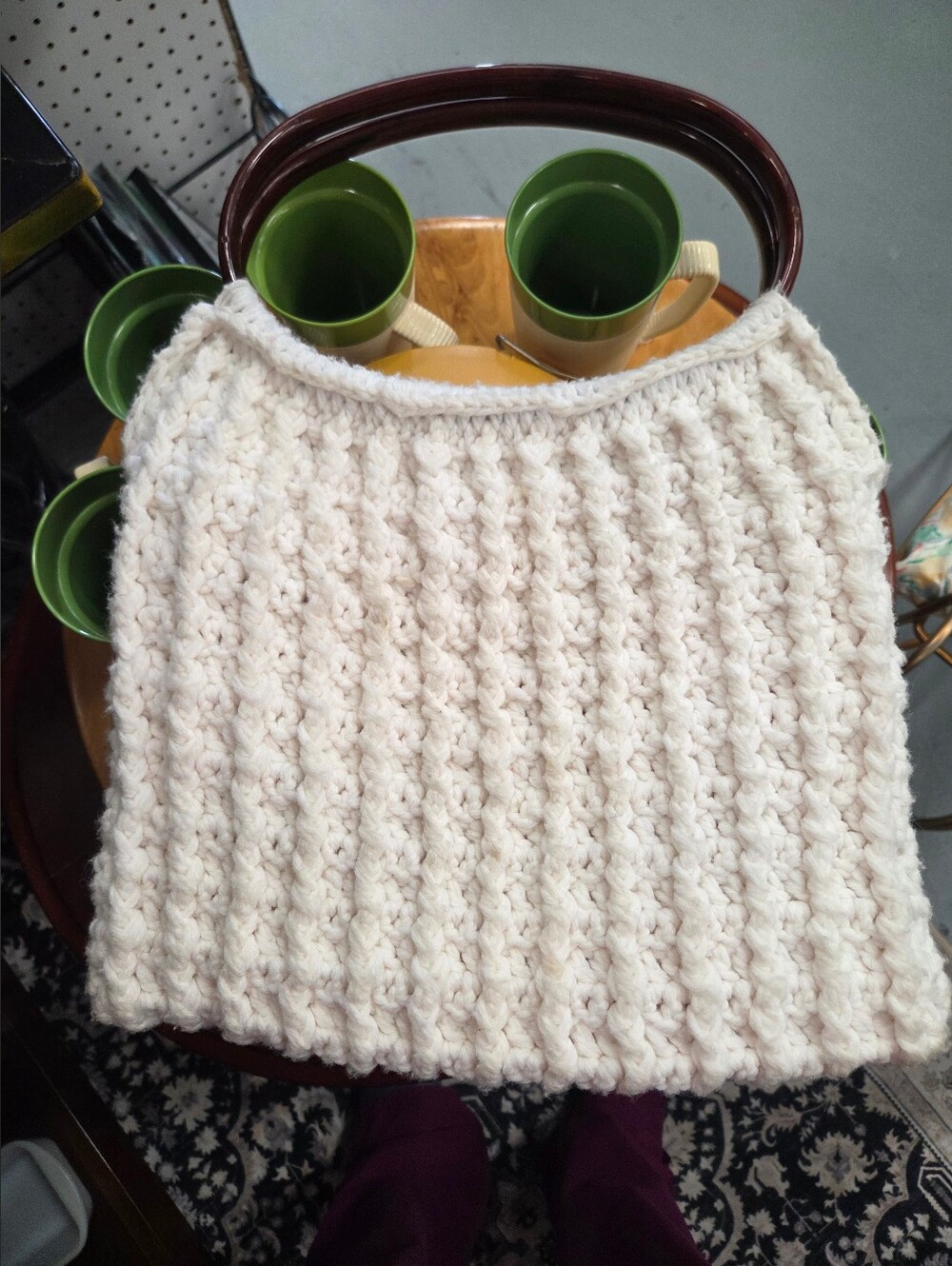 Vintage Hand-Crocheted 1970s Handbag